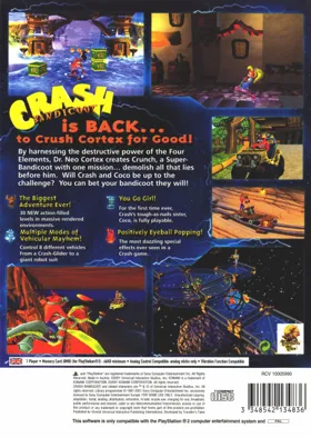Crash Bandicoot - The Wrath of Cortex box cover back